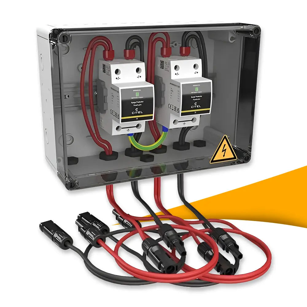 Citel CiPlug2-DP6-1-XS generator aansluitbox kopen bij solago.nl – kast op witte achtergrond met oranje podium