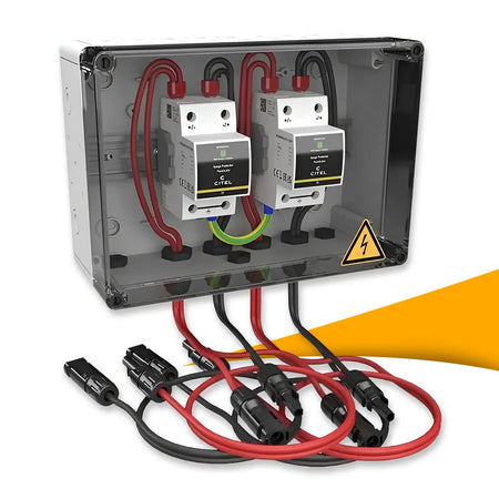 Citel CiPlug2-DP6-1-XS generator aansluitbox kopen bij solago.nl – kast op witte achtergrond met oranje podium
