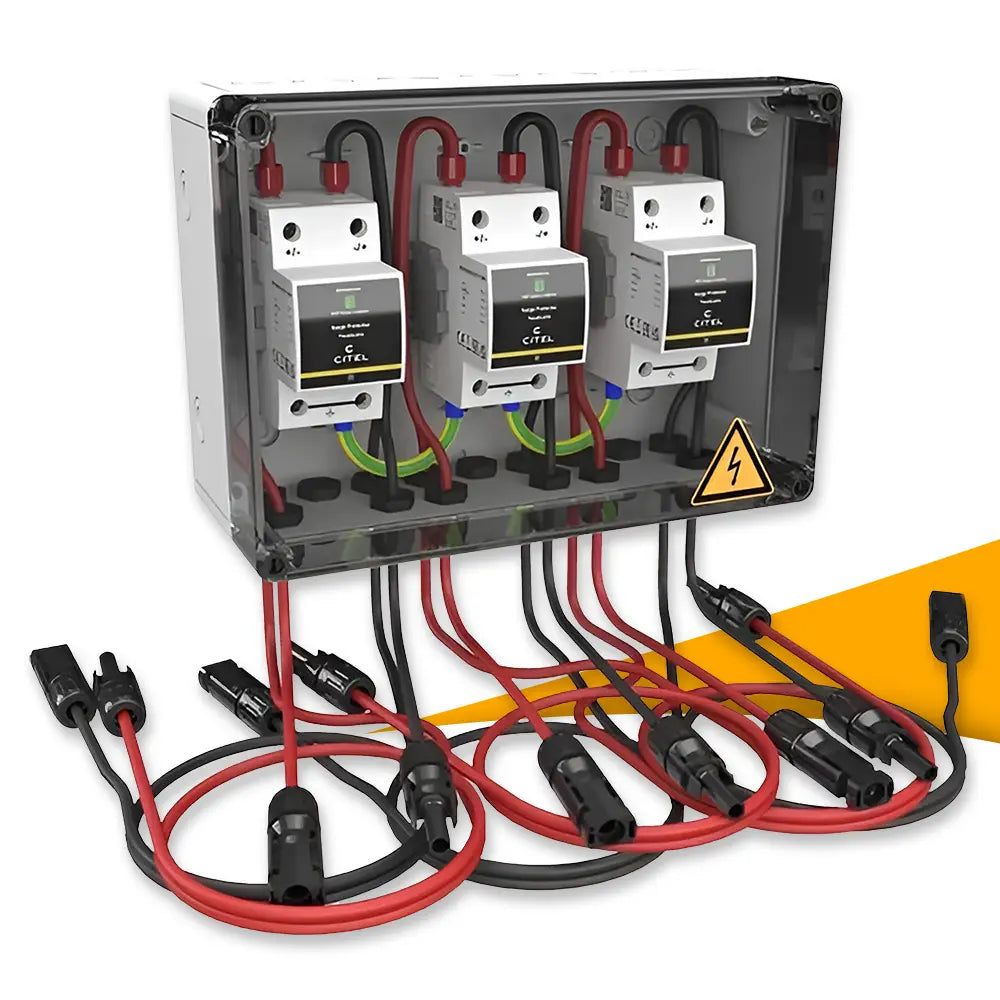 Citel CiPlug3-DP6-1-XS generator aansluitbox kopen bij solago.nl – kast op witte achtergrond met oranje podium