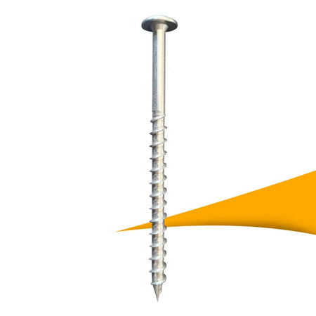 Tellerkopschroeven HSPT TK A2 TX40 8x120 mm (50 stuks) voor PV-montage, roestvast bevestigingsmateriaal voor onderconstructie, tellerkopschroeven bestellen bij solago.nl, op witte achtergrond met oranje podium