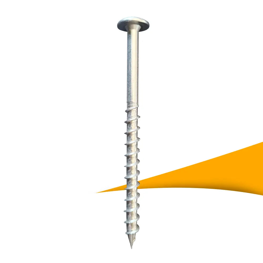 Tellerkopschroeven HSPT TK A2 TX40 8x100 mm (50 stuks) voor PV-montage, RVS bevestigingsmateriaal voor stevige onderconstructie, tellerkopschroeven kopen bij solago.nl, op witte achtergrond met oranje podium