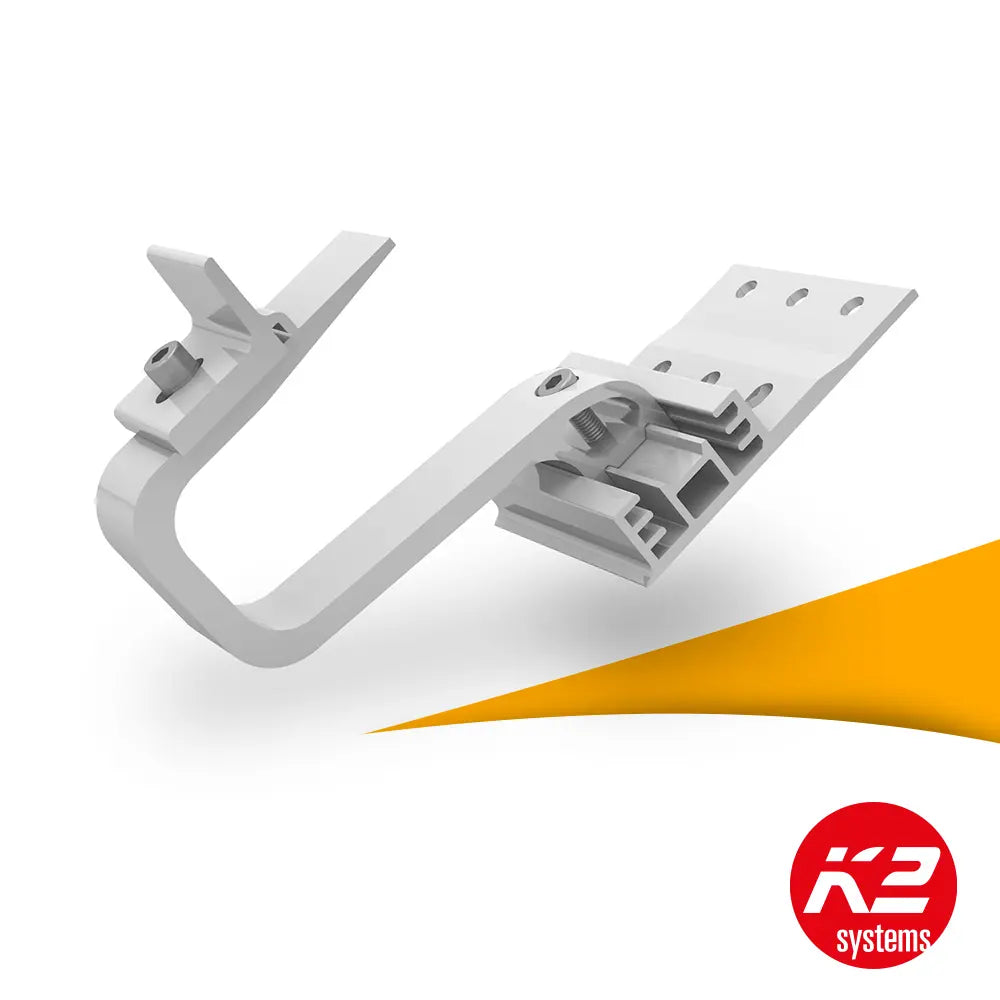 K2 SingleHook 3S dakhaak voor hellend dakpannen 2003215 kopen bij solago.nl, dakmontage op witte achtergrond met oranje podium productfoto