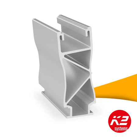 K2 MiniFive MK2 Front 2004212 kopen bij solago.nl, frontpaneel voor montagesysteem zonnepanelen op witte achtergrond met oranje podium productfoto