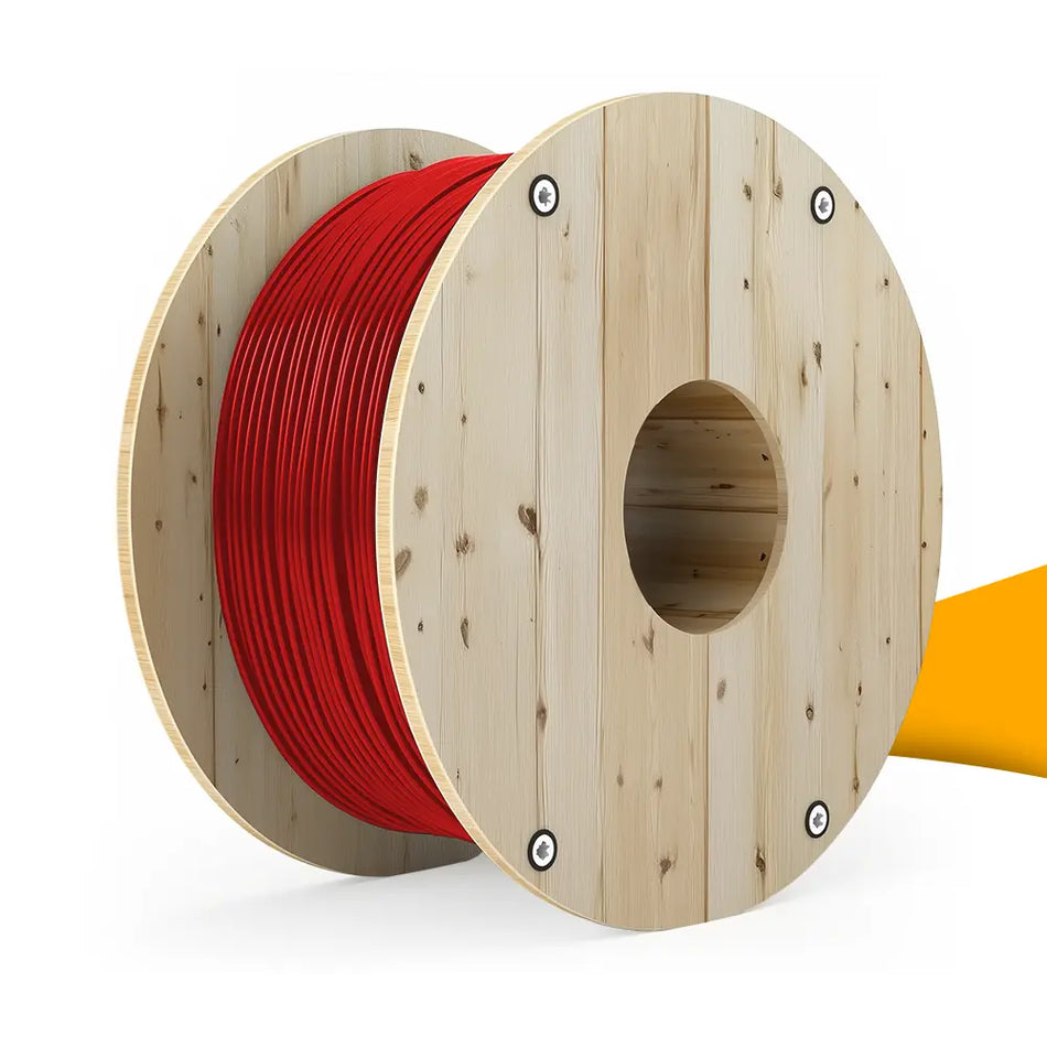 Rode H1Z2Z2-K solarkabel 6mm² 500 m kopen bij solago.nl – rol kabel op witte achtergrond met oranje podium