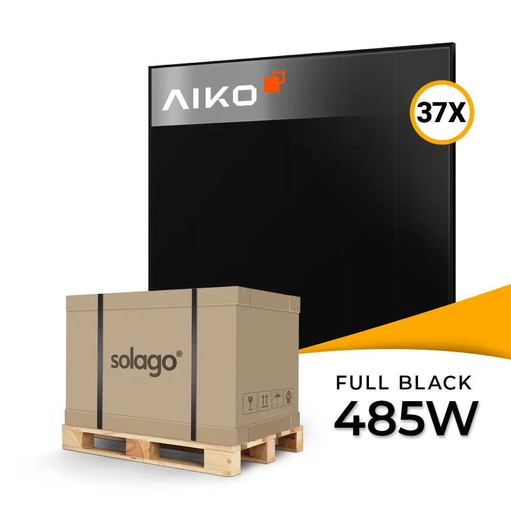AIKO 485W Full Black zonnepaneel AIKO-A485-MCE54Db Neostar 3S+54, palletprijs 37 stuks – nu zonnepanelen kopen bij solago.nl voor maximale efficiëntie en rendement.
