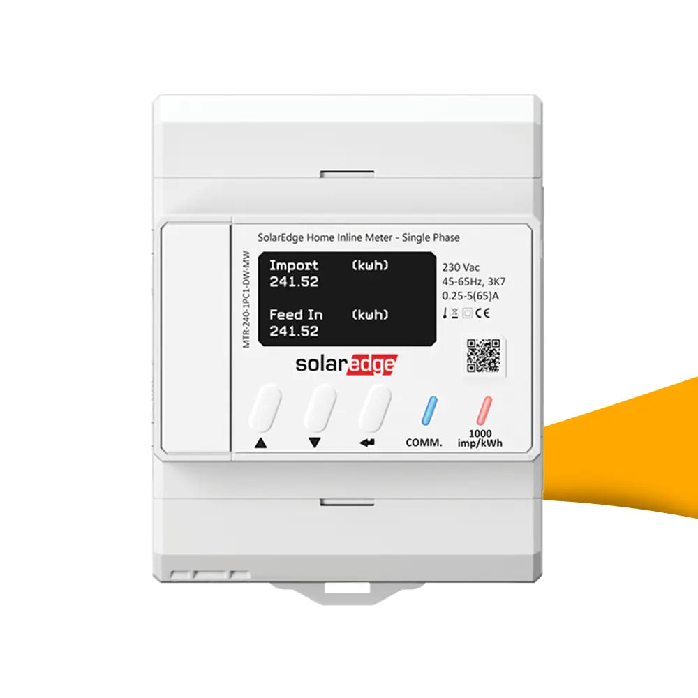 SolarEdge MTR-240-3PC1-D-A-MW inline energiemeter kopen bij solago.nl – product op witte achtergrond met oranje podium