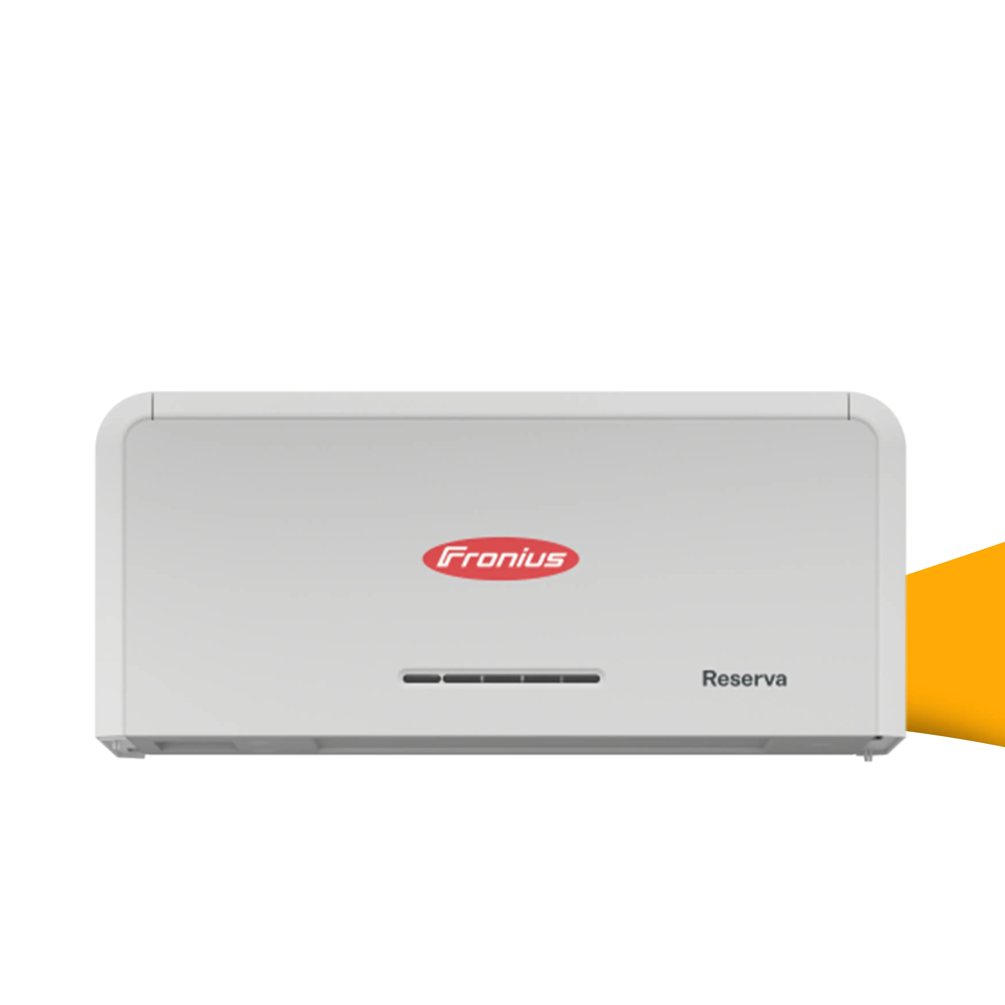 Fronius Reserva BMS met sokkel, origineel batterijmanagementsysteem en basis voor veilige installatie van energieopslag, kopen bij solago.nl, op witte achtergrond met oranje podium