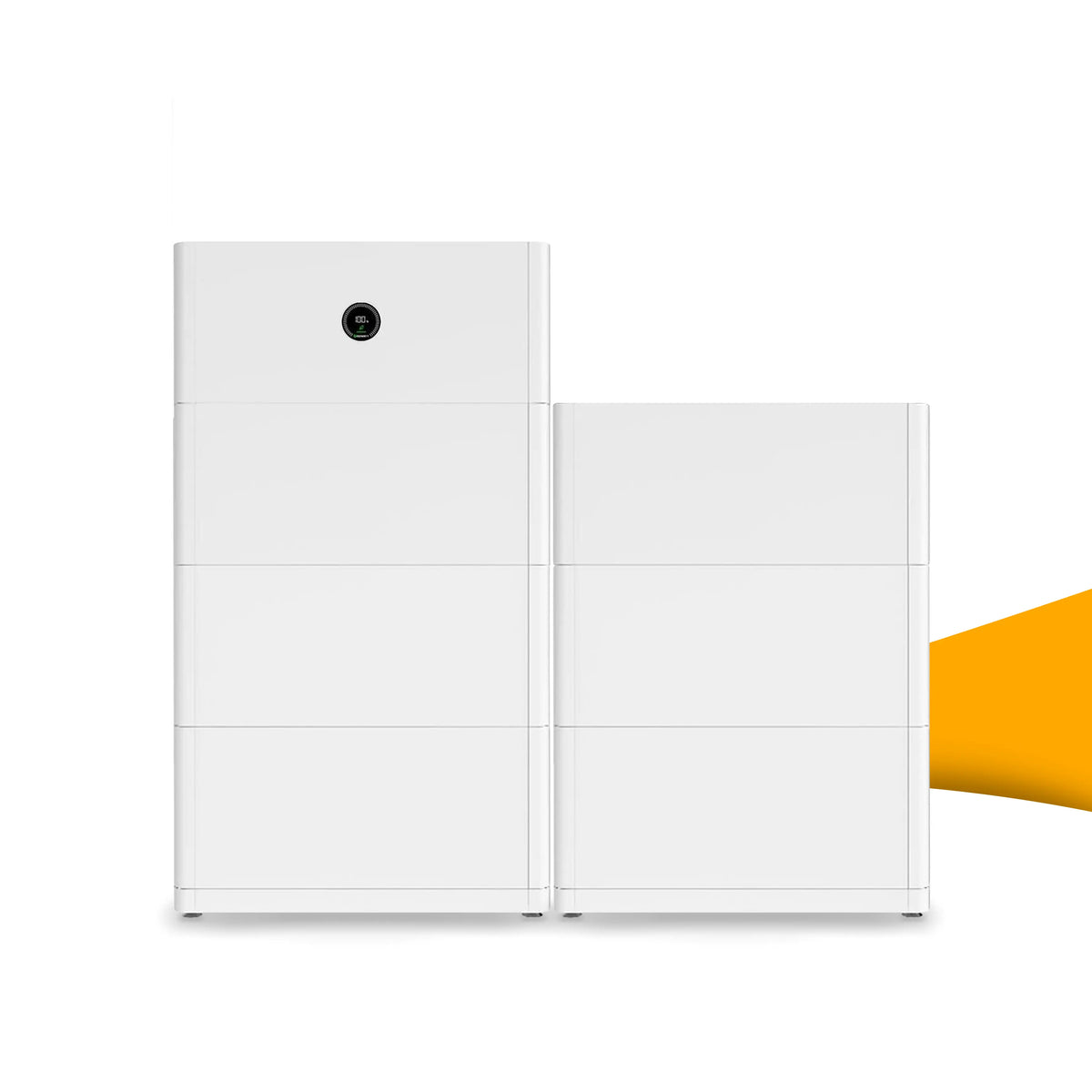 Growatt APX 30.0P-B1 zonne-batterij 30 kWh (hoogvoltage) voor zonnepanelen, krachtige opslag voor hoog eigen verbruik, kopen bij solago.nl, op witte achtergrond met oranje podium