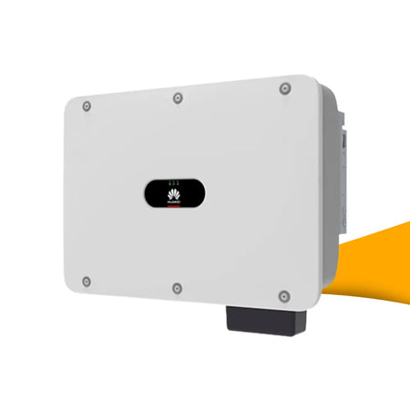 Huawei SUN2000-KTL-M3 serie stringomvormer voor zonnepanelen, efficiënte omvormers voor commerciële PV-installaties met hoog rendement, stringomvormer kopen bij solago.nl, op witte achtergrond met oranje podium